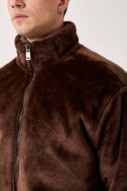 5811 Brown Plush Zip-Up Jacket