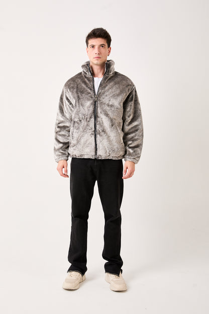 5811 Grey Plush Zip-Up Jacket