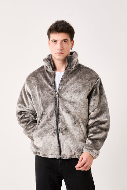 5811 Grey Plush Zip-Up Jacket