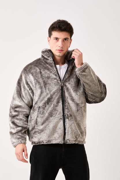 5811 Grey Plush Zip-Up Jacket