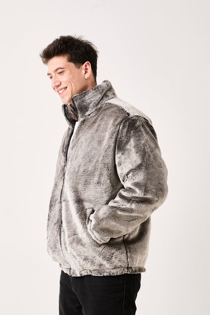 5811 Grey Plush Zip-Up Jacket