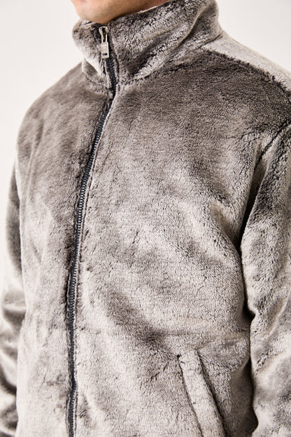 5811 Grey Plush Zip-Up Jacket