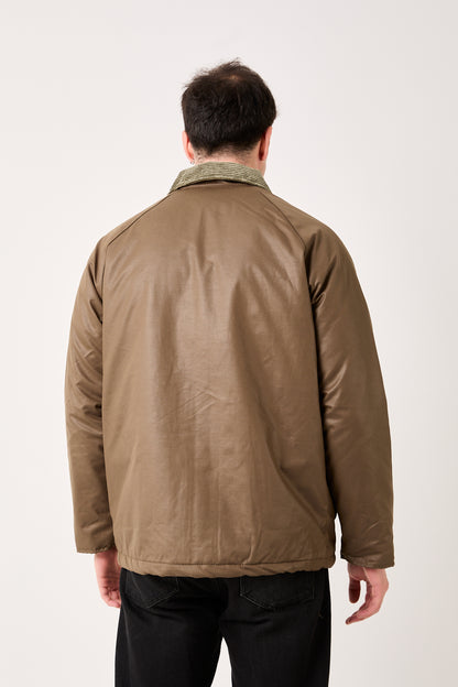 Khaki Waxed Jacket with Corduroy Collar – 5850