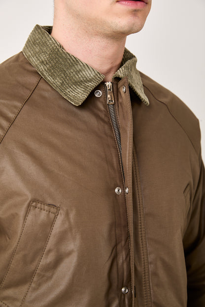 Khaki Waxed Jacket with Corduroy Collar – 5850