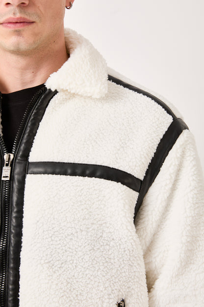 5822 – White Sherpa Jacket with Black Details