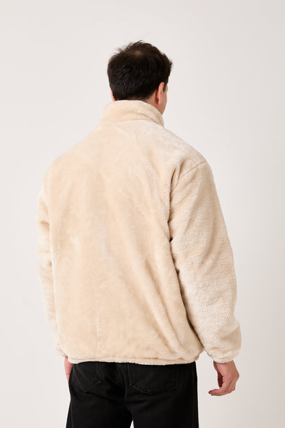 5811 Beige Plush Zip-Up Jacket