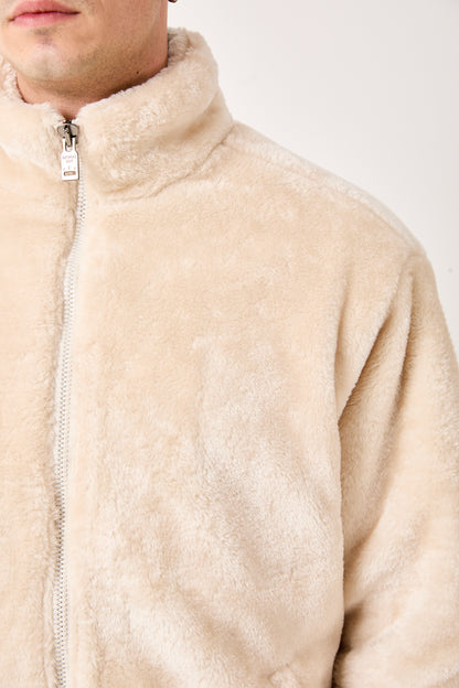 5811 Beige Plush Zip-Up Jacket