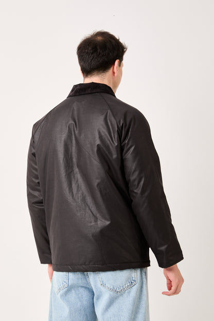 Black Waxed Jacket with Corduroy Collar – 5850