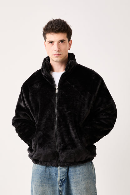 5811 Black Plush Zip-Up Jacket