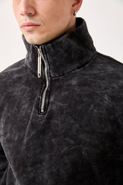 X-4002 Half-Zip Washed Brushed Fleece Sweatshirt