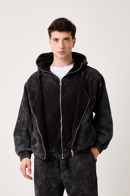 X-4003 Double-Zip Lined Washed Brushed Fleece Jacket
