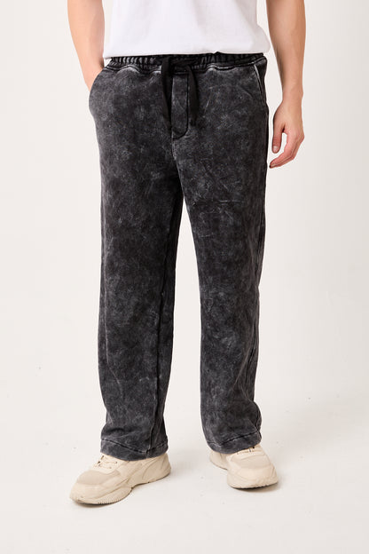 X-1003 – Washed Black Wide-Leg Sweatpants