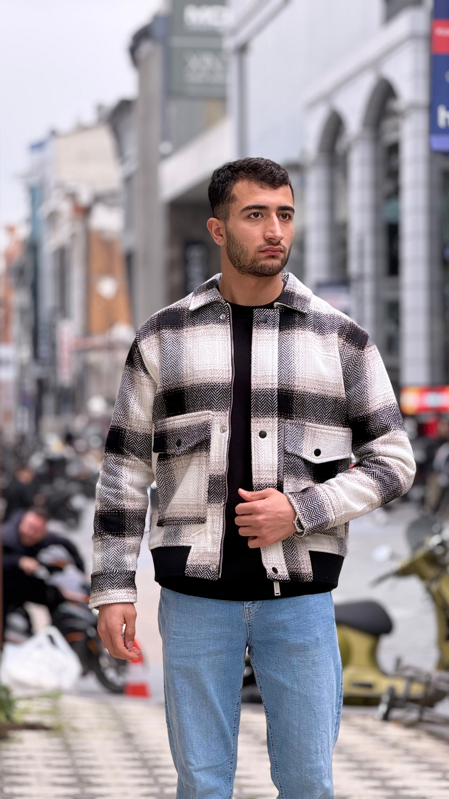 X-2036 Men’s Wool Blend Checked Jacket – Premium Acrylic/Poly/Wool Heavyweight Over-Shirt