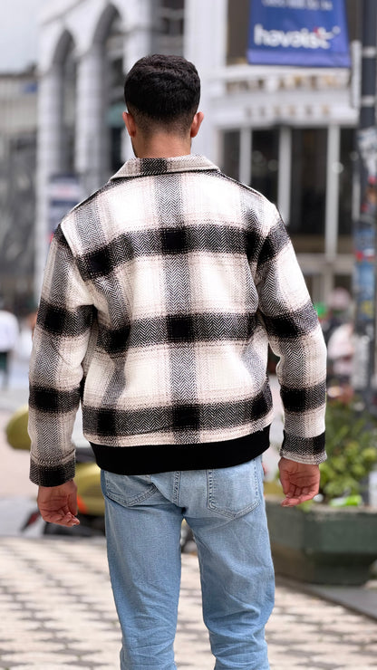 X-2036 Men’s Wool Blend Checked Jacket – Premium Acrylic/Poly/Wool Heavyweight Over-Shirt