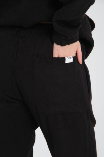 R-5673-4283 Unisex Hooded Tracksuit Set with Kangaroo Pocket – Black