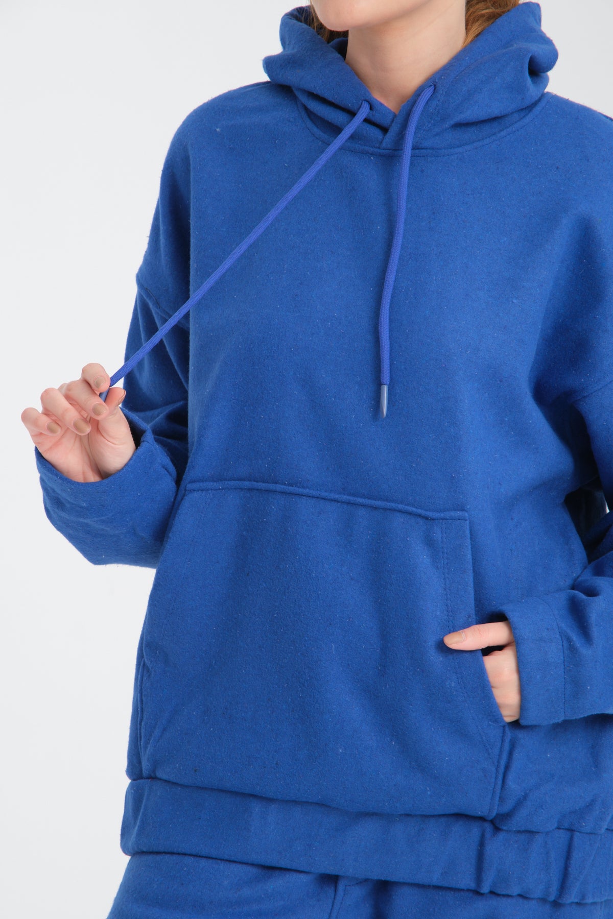 R-5673-4283 Unisex Hooded Tracksuit Set with Kangaroo Pocket – Blue