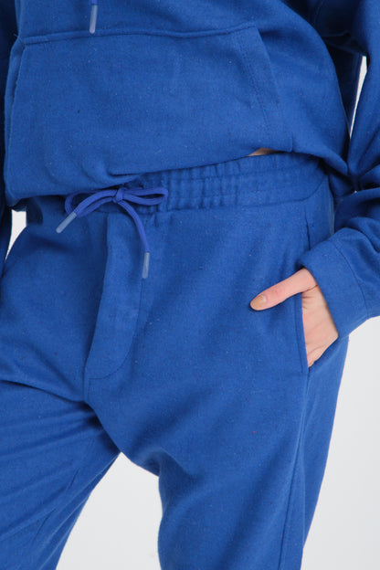 R-5673-4283 Unisex Hooded Tracksuit Set with Kangaroo Pocket – Blue