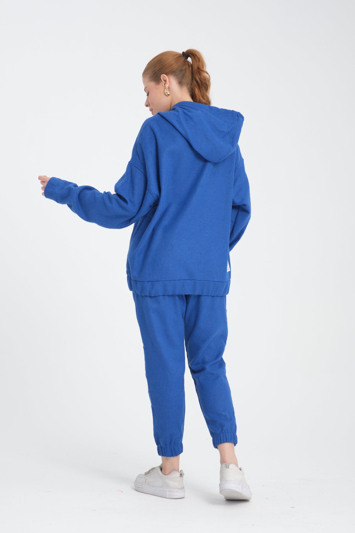 R-5673-4283 Unisex Hooded Tracksuit Set with Kangaroo Pocket – Blue