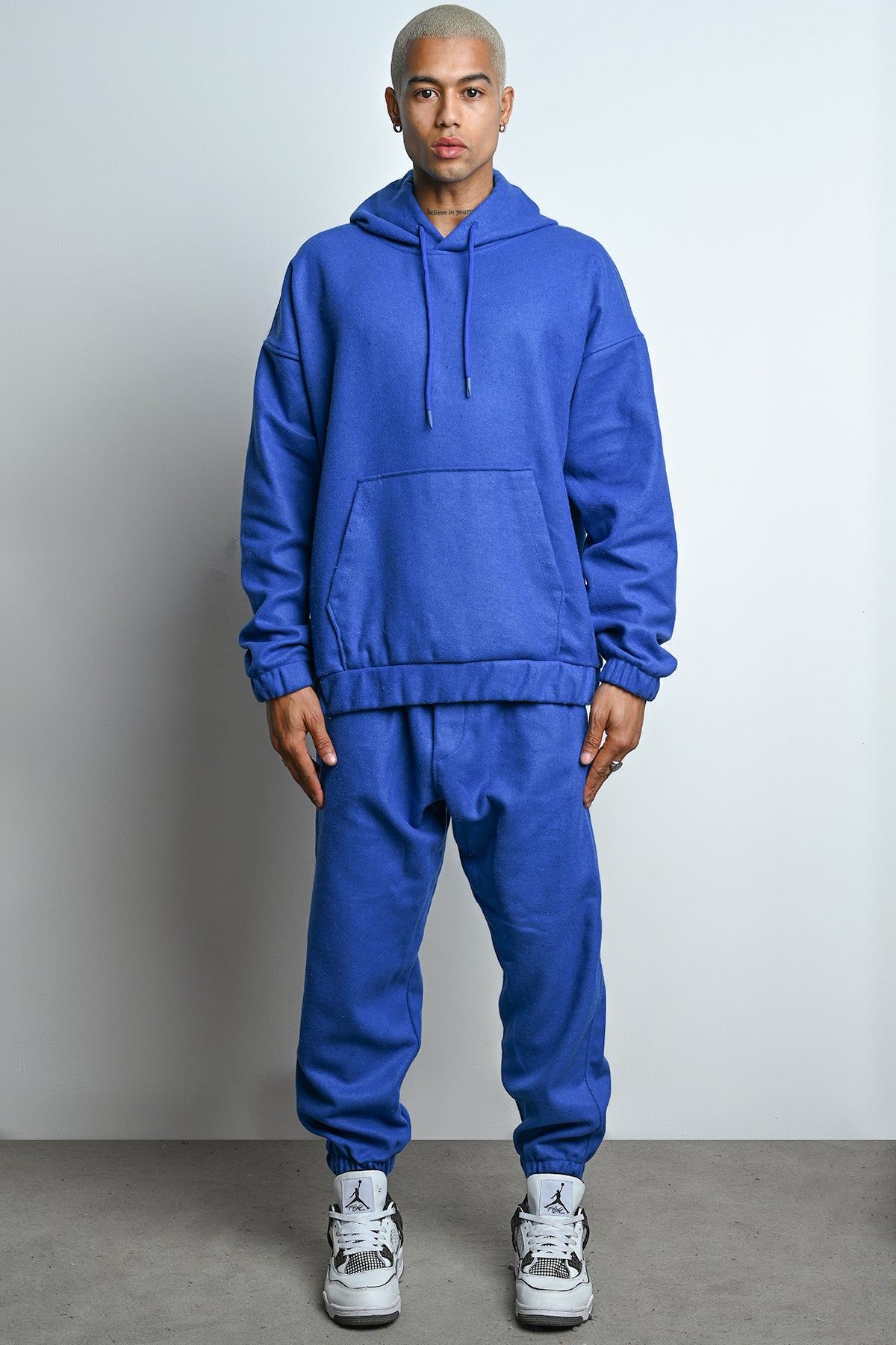 R-5673-4283 Unisex Hooded Tracksuit Set with Kangaroo Pocket – Blue