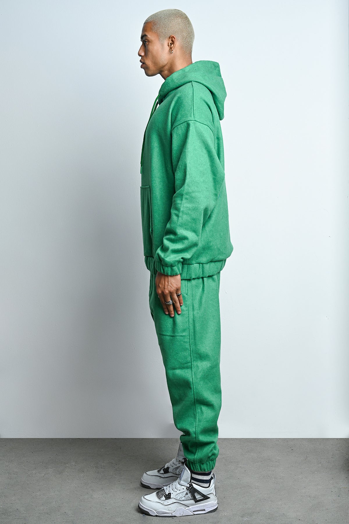 R-5673-4283 Unisex Hooded Tracksuit Set with Kangaroo Pocket – Green
