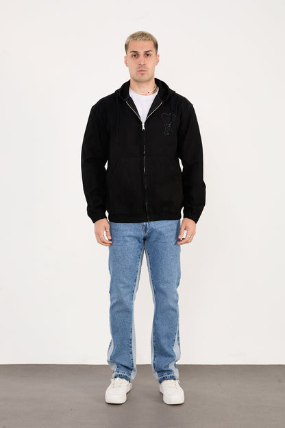 X-2029 Men’s Black Hooded Zip-Up Jacket