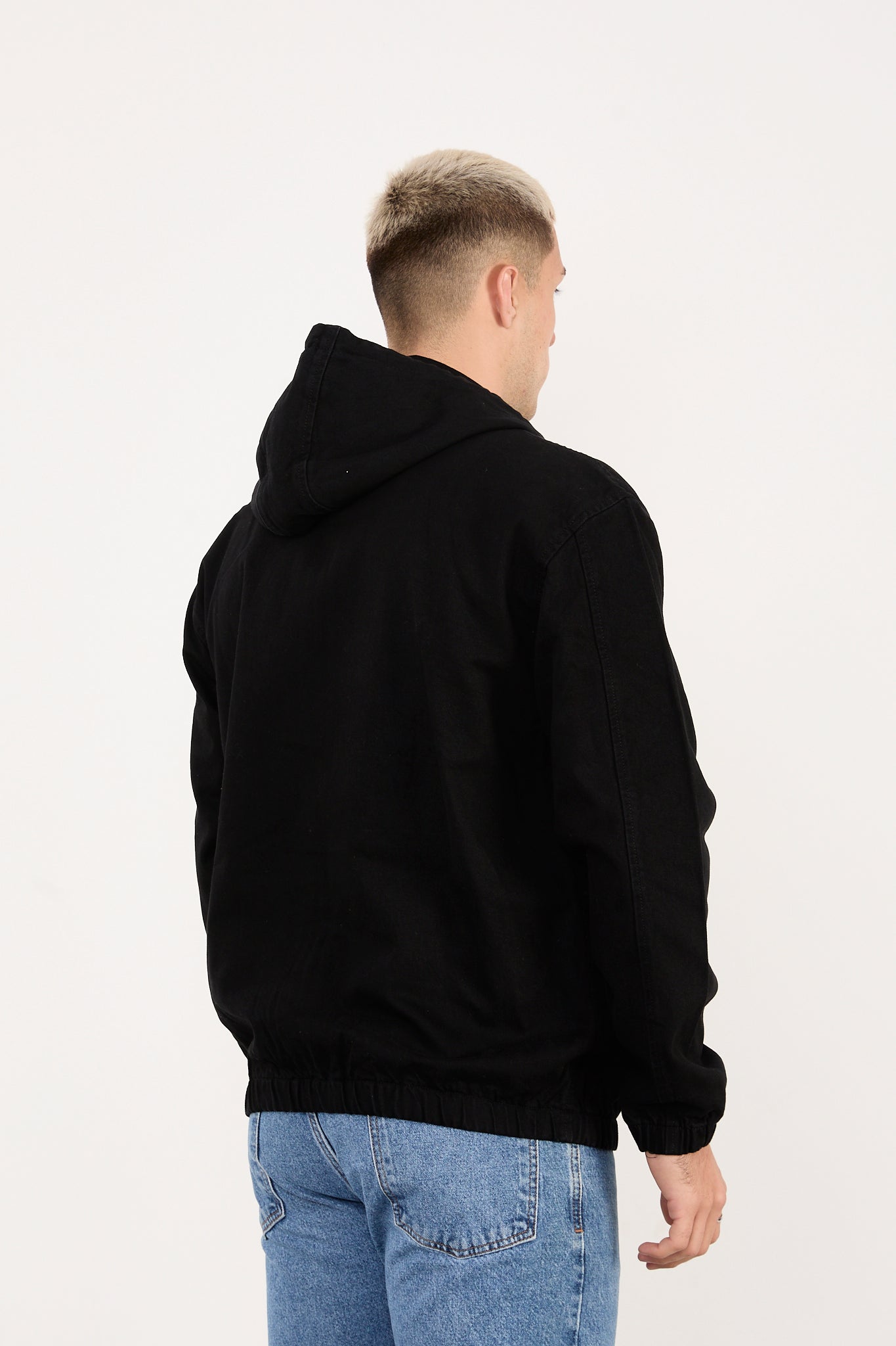 X-2029 Men’s Black Hooded Zip-Up Jacket