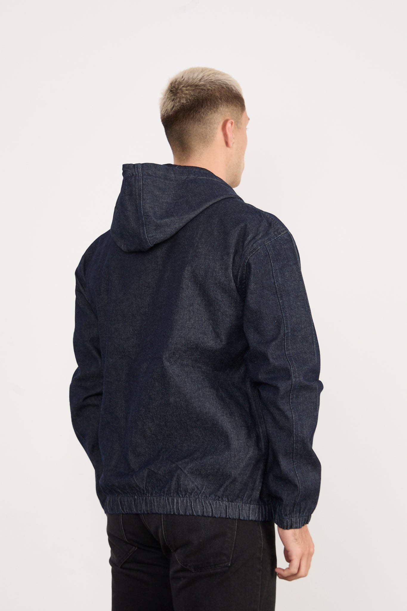 X-2029 Men’s Denim Hooded Zip-Up Jacket