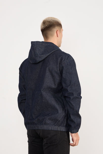 X-2029 Men’s Denim Hooded Zip-Up Jacket