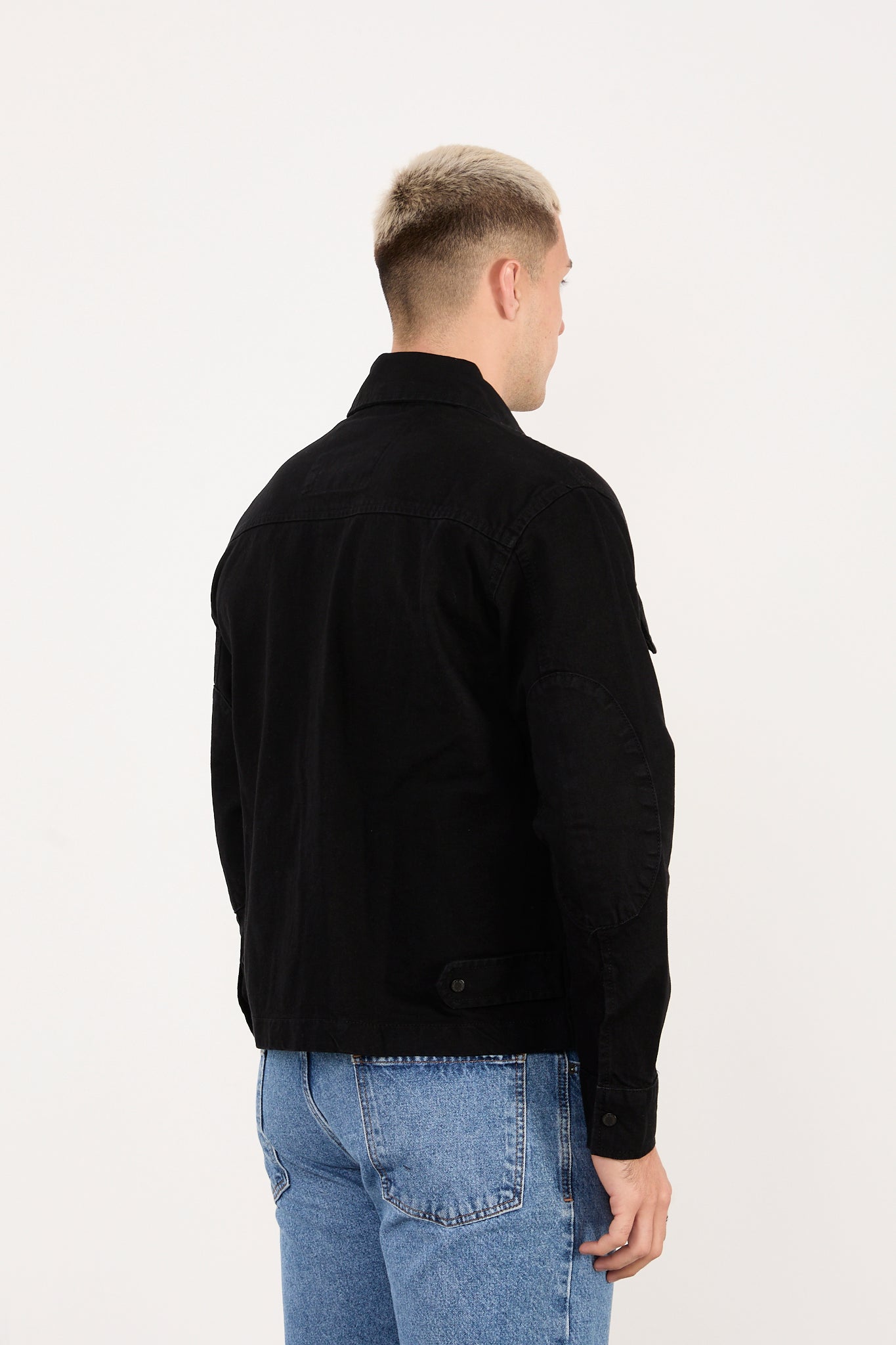 X-2030 Men’s Black Denim Jacket with Utility Pockets