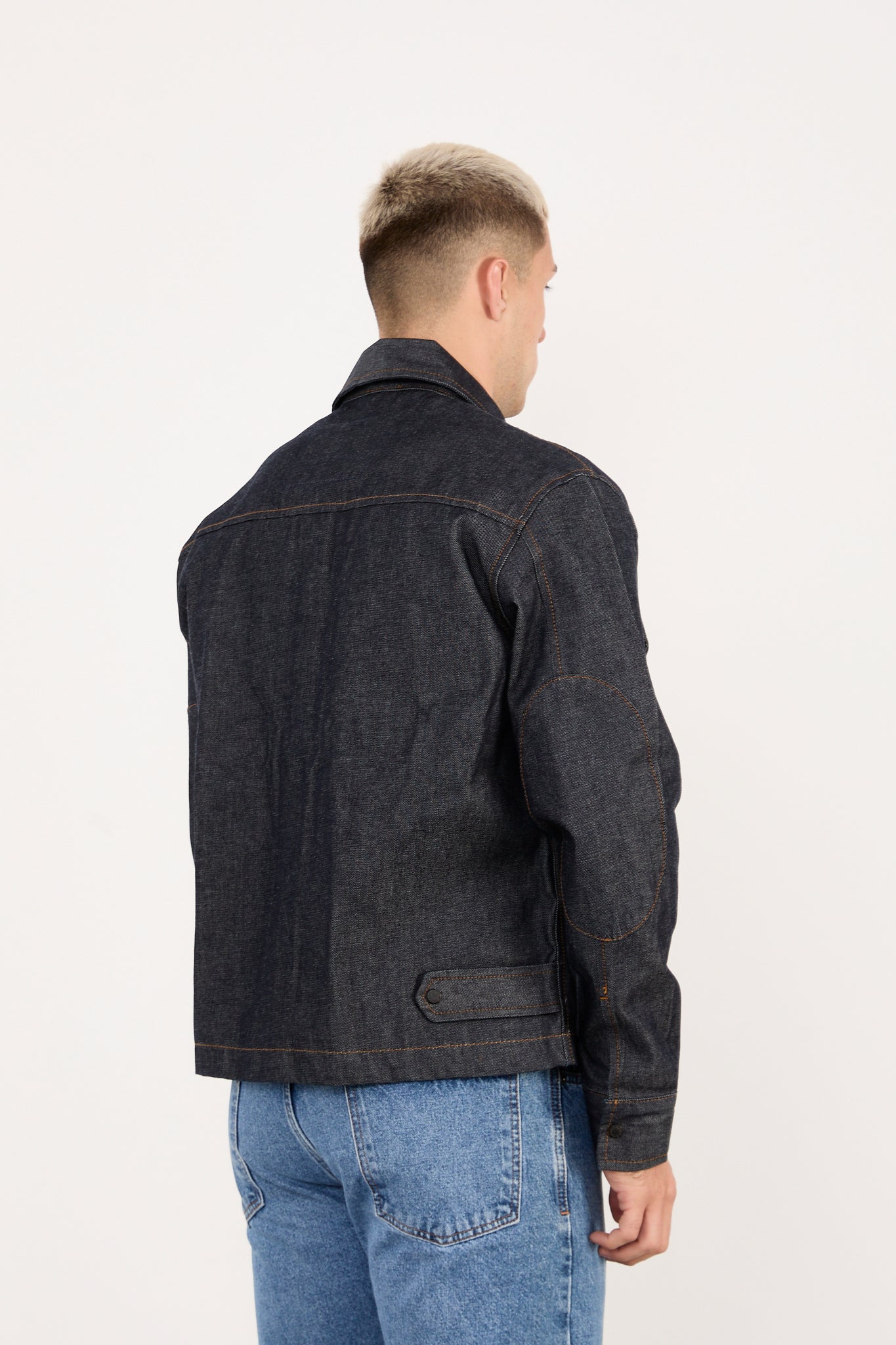 X-2030 Men’s Denim Jacket with Zip & Snap Closure