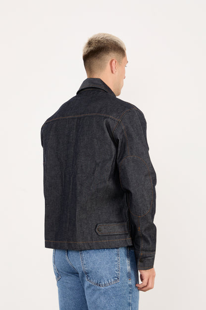 X-2030 Men’s Denim Jacket with Zip & Snap Closure