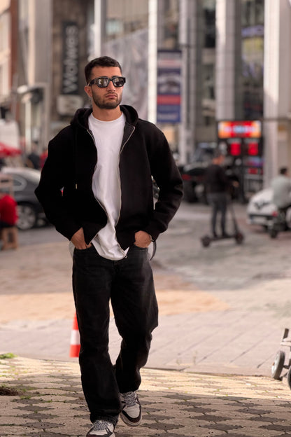 X-4004 Unisex Premium Heavyweight Zip-Up Hoodie – Black