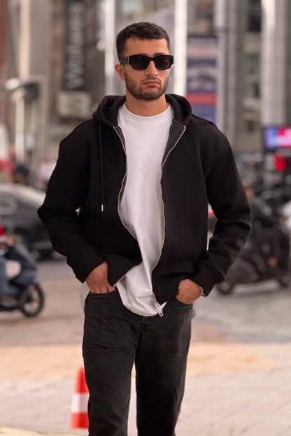 X-4004 Unisex Premium Heavyweight Zip-Up Hoodie – Black