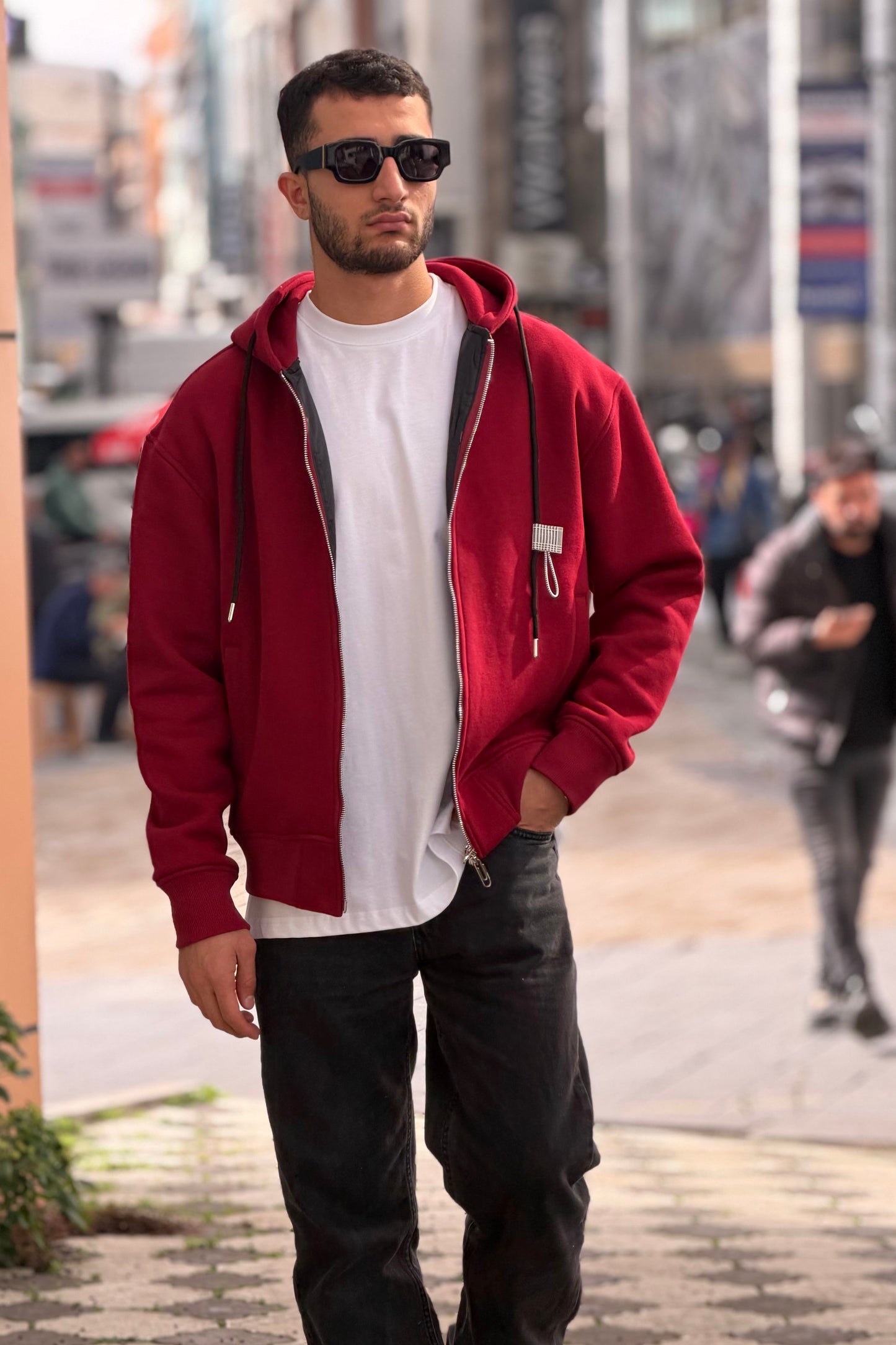 X-4004 Unisex Premium Heavyweight Zip-Up Hoodie – Burgundy