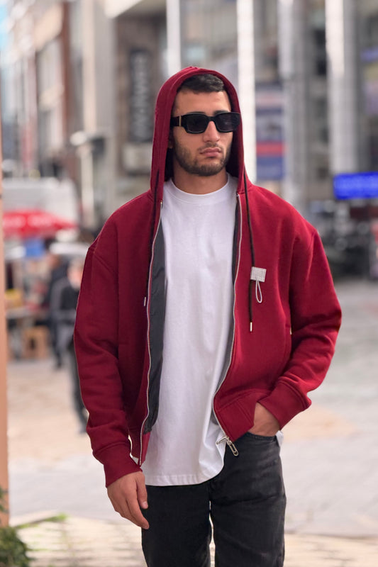 X-4004 Unisex Premium Heavyweight Zip-Up Hoodie – Burgundy