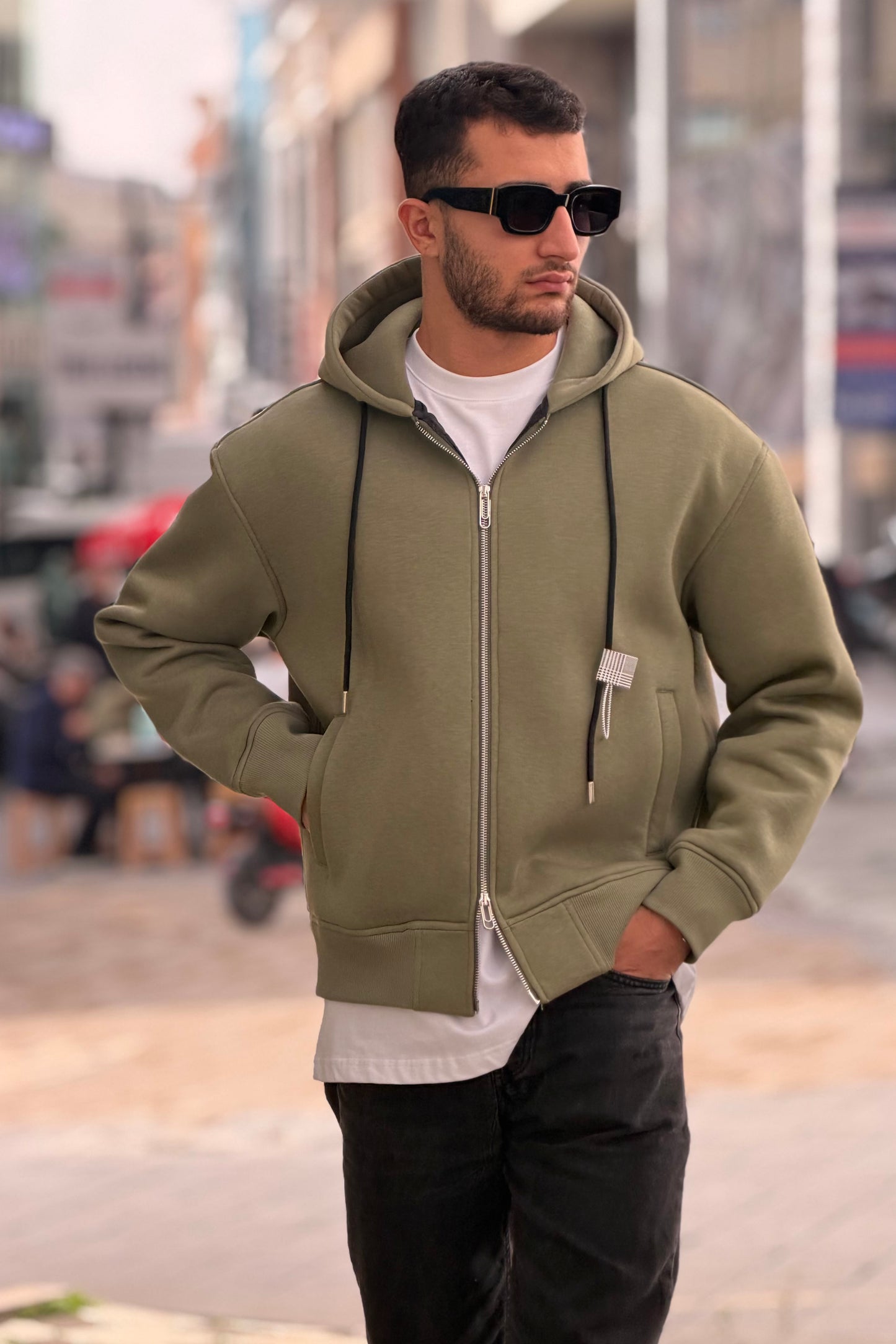 X-4004 Unisex Premium Heavyweight Zip-Up Hoodie – Olive Green