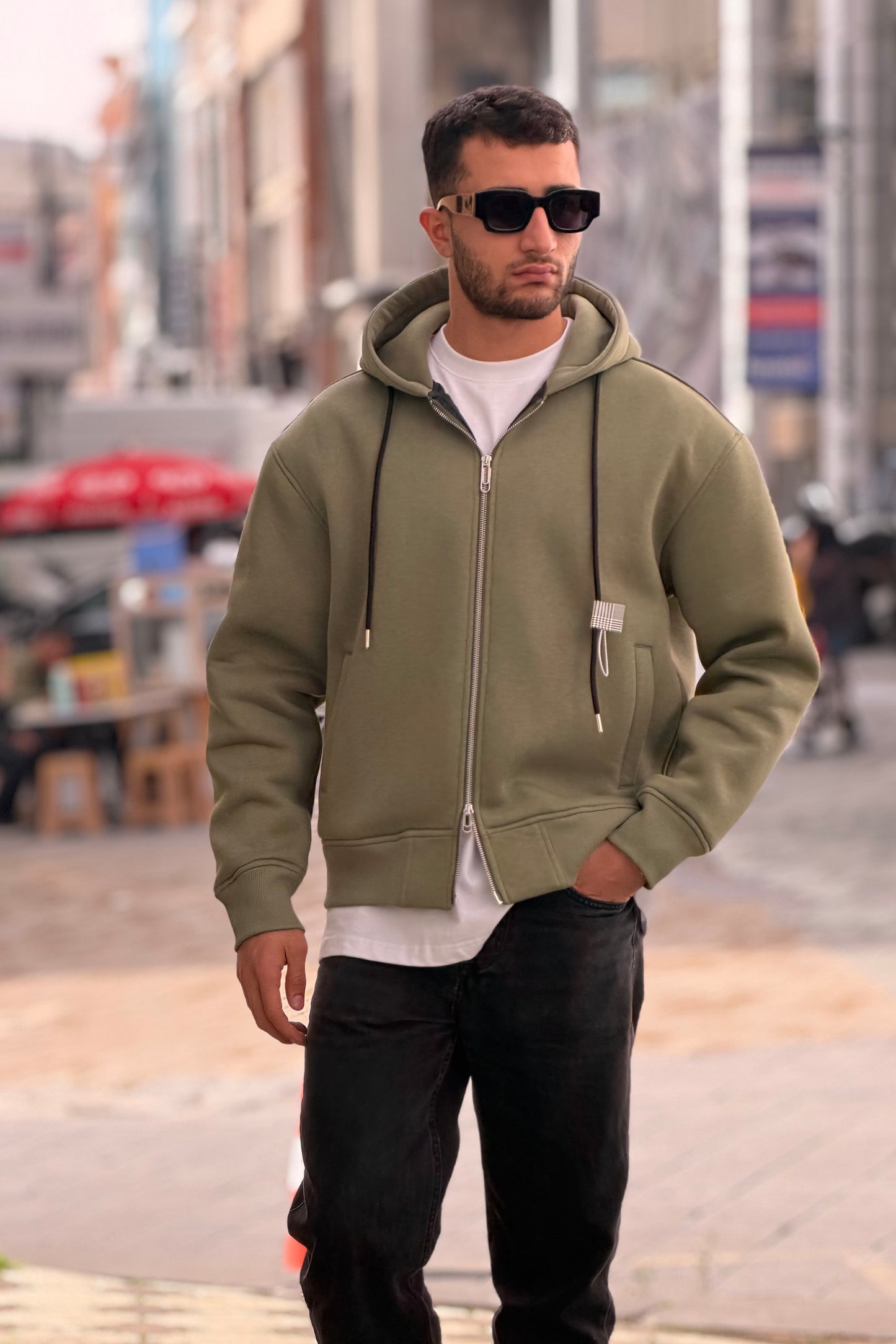 X-4004 Unisex Premium Heavyweight Zip-Up Hoodie – Olive Green