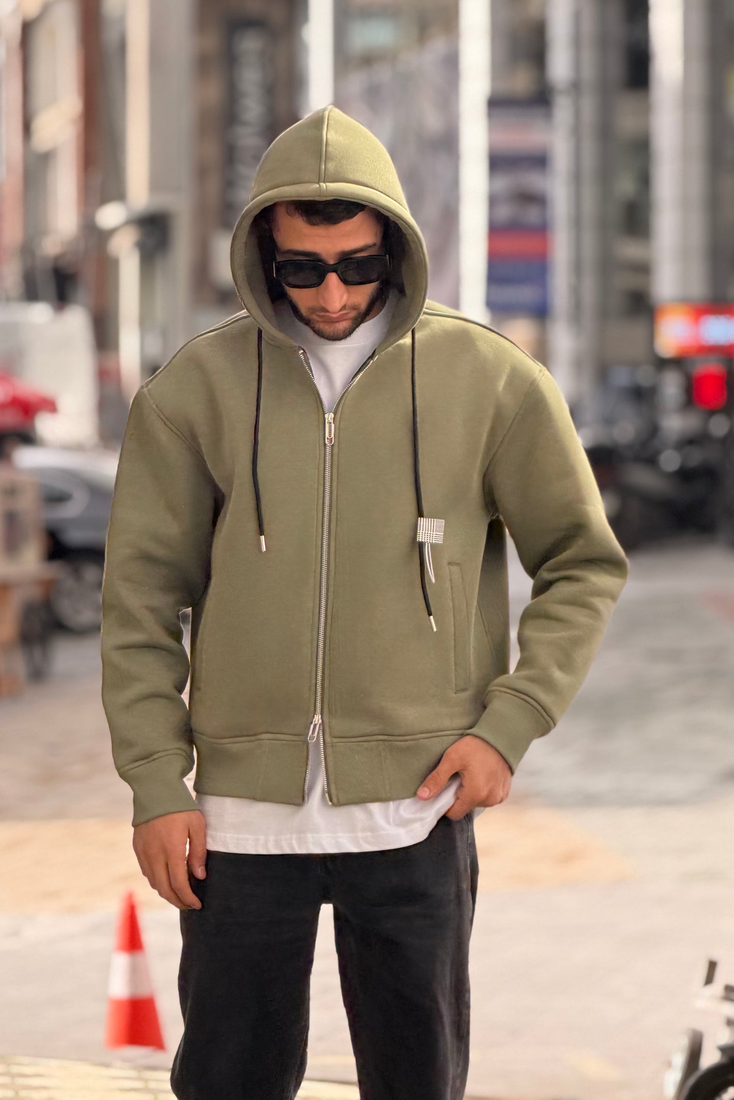 X-4004 Unisex Premium Heavyweight Zip-Up Hoodie – Olive Green