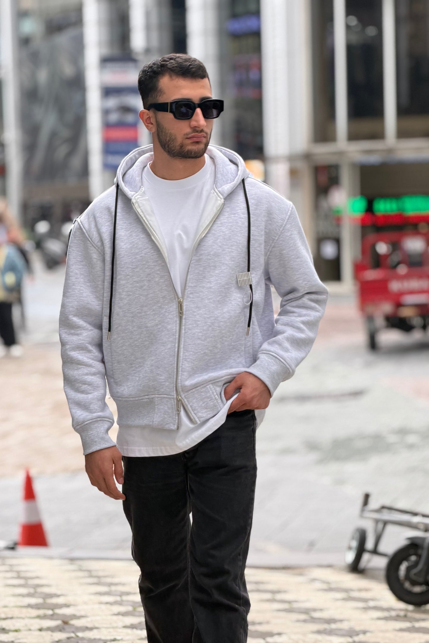 X-4004 Unisex Premium Heavyweight Zip-Up Hoodie – Light Grey