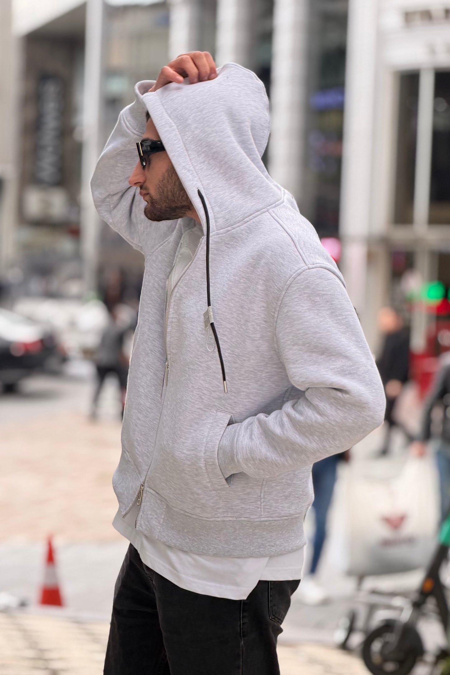 X-4004 Unisex Premium Heavyweight Zip-Up Hoodie – Light Grey