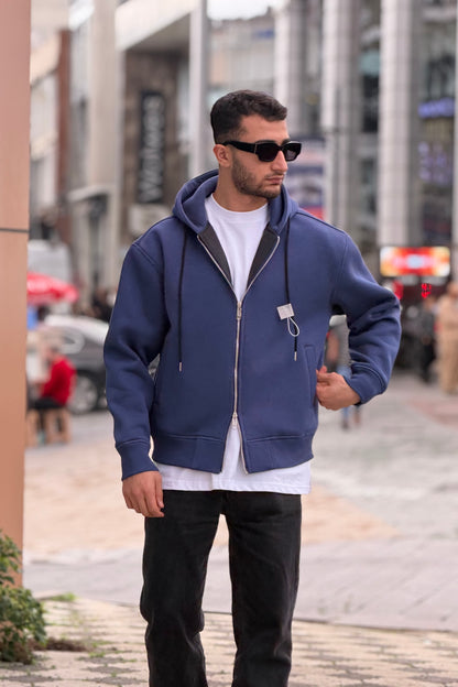 X-4004 Unisex Premium Heavyweight Zip-Up Hoodie – Midnight Blue