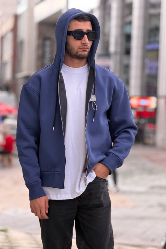 X-4004 Unisex Premium Heavyweight Zip-Up Hoodie – Midnight Blue