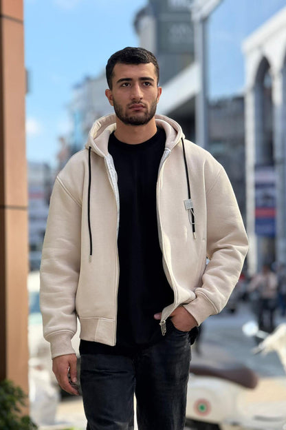 X-4004 Unisex Premium Heavyweight Zip-Up Hoodie – Beige