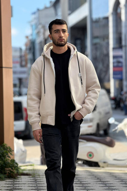 X-4004 Unisex Premium Heavyweight Zip-Up Hoodie – Beige