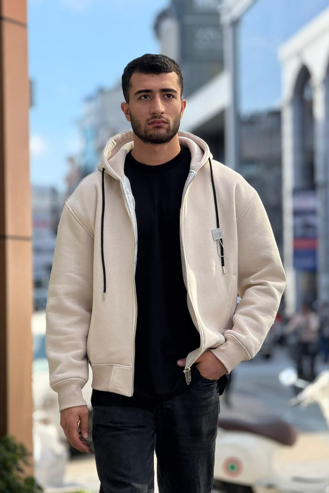 X-4004 Unisex Premium Heavyweight Zip-Up Hoodie – Beige