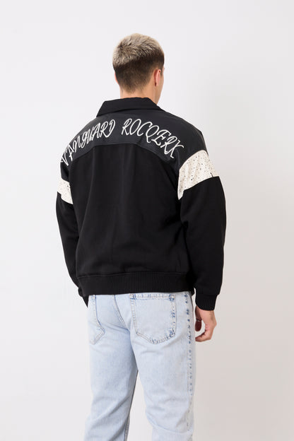 X-2005 Men’s Varsity Jacket with Front & Back Embroidery – Faux Leather Trim, Brushed Fleece Lined