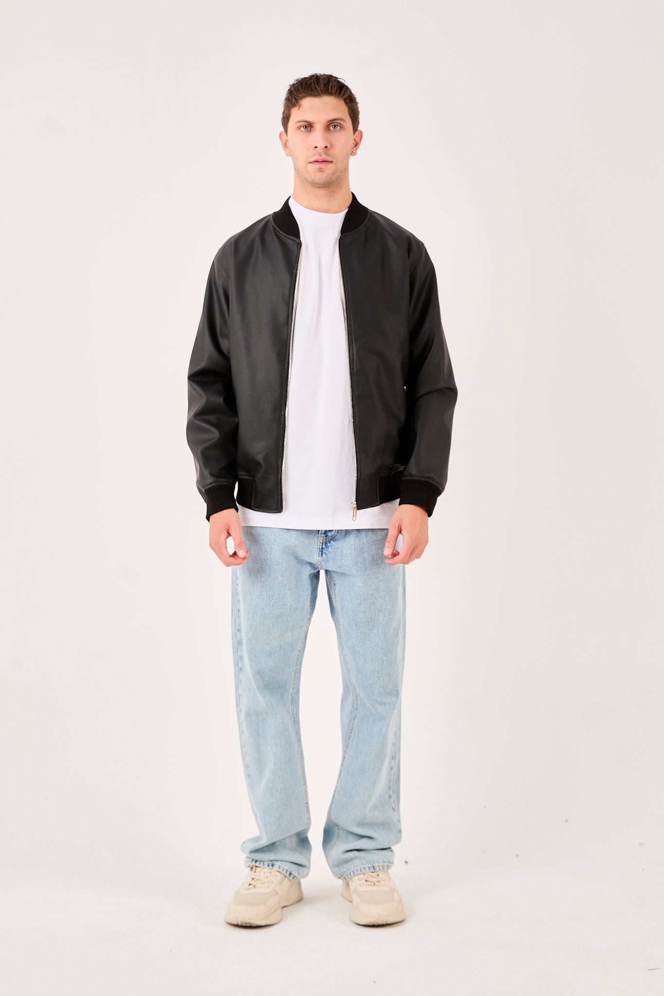 X-2012 Men’s Black Quilted Lined Snap Button Wool-Blend Jacket