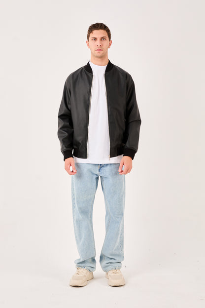 X-2012 Men’s Black Quilted Lined Snap Button Wool-Blend Jacket