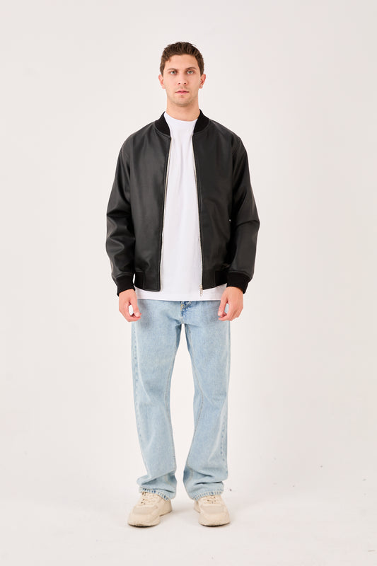 X-2012 Men’s Black Quilted Lined Snap Button Wool-Blend Jacket