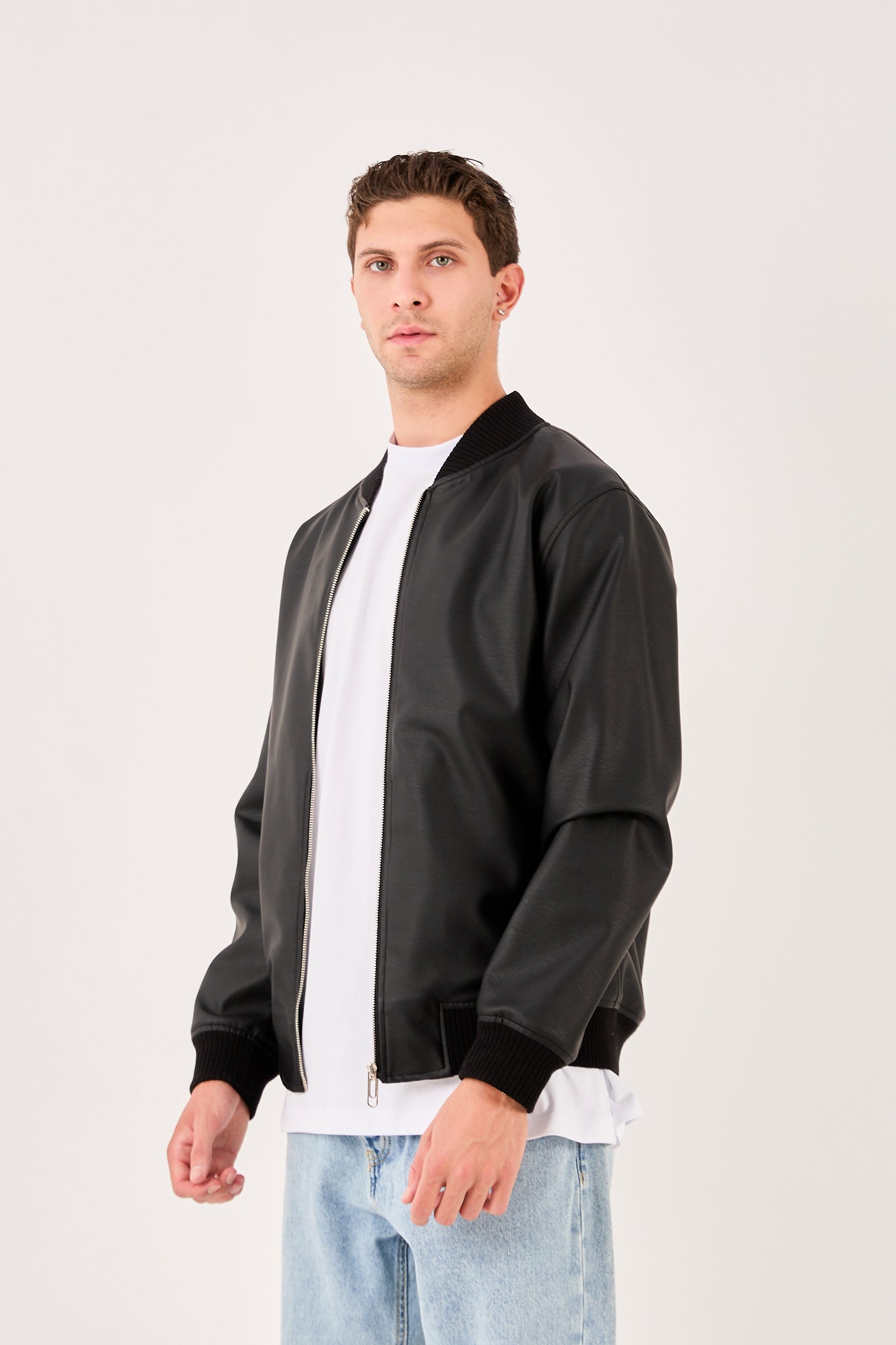 X-2012 Men’s Black Quilted Lined Snap Button Wool-Blend Jacket